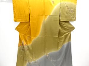 箔置き椿に短冊模様訪問着・長襦袢セット